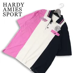 HARDY AMIES SPORT ハーディエイミス 春夏★ 半袖 ロゴ刺繍 切替 鹿の子 ポロシャツ 大きいサイズ Sz.LL メンズのサムネイル