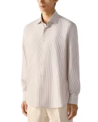 ゼニア メンズ トップス シャツ シルク ZEGNA Silk Dresshirt Pink White ホワイトのサムネイル