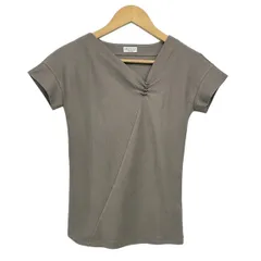 BRUNELLO CUCINELLI(ブルネロクチネリ) 半袖カットソー レディース美品  - グレーベージュ Vネック/ビーズのサムネイル