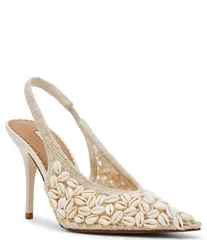 スティーブ マデン レディース シューズ ヒール Steve Madden Andromeda Crochet Shell Embellished High Vamp Slingback Pumpsのサムネイル