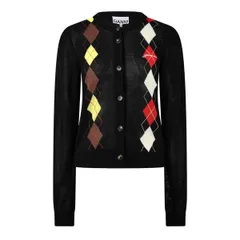 ガニー レディース アウター ニット・セーター カーディガン Ganni Womens Argyle Cardigan Black ブラックのサムネイル