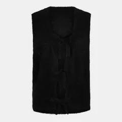 ガニー レディース アウター ニット・セーター ベスト Ganni Womens Tie String Knitted Sweater Vest Black ブラックのサムネイル