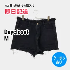 Daycloset デイクロゼット デニムパンツ M ブラック ショート・ひざ上丈 無地 スタンダード レギュラー クラッシュ・ダメージ レディースのサムネイル