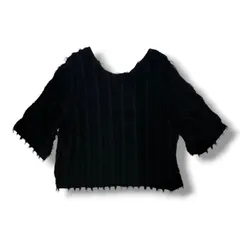 参考上代16,500円 未使用品 HeRIN.CYE Fringe 2way knit tops フリンジニットトップス セーター  へリンドットサイ 530HST70-1120 ブラック F 2130G4のサムネイル
