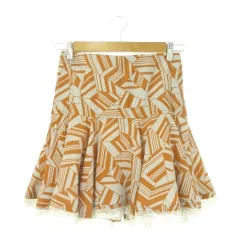 クロエ CHLOE スカート 絹 シルク 34 グレー オレンジ 総柄 フレアシルエット レース裾 CHC18AJU2733292S34 /CK17 ■GY57のサムネイル