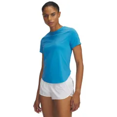 アンダーアーマー レディース トップス シャツ Under Armour Womens Launch Elite Short Sleeve Performance Running Top Blue ブのサムネイル