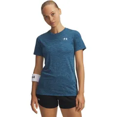 アンダーアーマー レディース トップス シャツ Under Armour Tech Twist Short Sleeve Womens Wham Blue ブルーのサムネイル