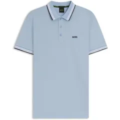 ボス メンズ トップス ポロシャツ コントラスト Boss Mens BOSS GREEN Paddy Polo Shirt with Contrastipping LtPastel Blue ブルーのサムネイル