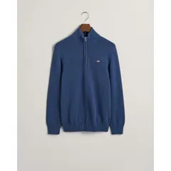 ガント メンズ アウター ニット・セーター コットン Gant Casual Cotton HalfZip Stn Blue M 489 ブルーのサムネイル