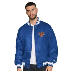 スターター メンズ アウター ジャケット・ブルゾン サテン Menstarter Blue New Yorknicks Final Buzzer Satin Varsity FullSnap Jackのサムネイル