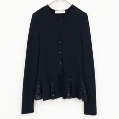 VALENTINO  ヴァレンティノ カーディガン リブ ペプラム スパンコール シルク カシミヤ ブラック イタリア製 レディース Ｍ b02508のサムネイル