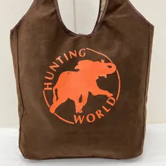 6261　HUNTING WORLD　ハンティングワールド　 トートバッグ　リバーシブル　ブラウン系　 ベージュ　スエード×ナイロン　アニマル　 動物　ボルネオ　メンズ　レディース　 ユニセックス　男女兼用のサムネイル