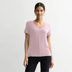 ナインウェスト レディース トップス Tシャツ Vネック Womens Nine West Essential VNeck TShirt Washed Grape グレープのサムネイル
