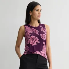 ナインウェスト レディース トップス Tシャツ Nine West Essential Easy HighNeck Tank Topurplestelle Floral パープルのサムネイル