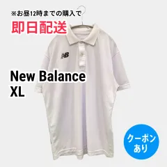 New Balance ニューバランス ポロシャツ XL ホワイト 無地 ブランドロゴ 半袖 メンズのサムネイル