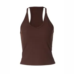 セオリア レディース トップス Tシャツ クロップド Seoria Womens Racerback Cropped Tank Brown ブラウンのサムネイル