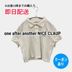 one after another NICE CLAUP ワンアフターアナザーナイスクラップ ポロシャツ ホワイト 無地 ワンポイント 刺繍 半袖 レディースのサムネイル