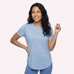 スケッチャーズ レディース トップス Tシャツ Womenskechers GODRI SWIFTunic Tee Blue Dawn Heather ヘザーのサムネイル