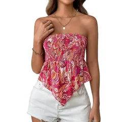 セオリア レディース トップス Tシャツ シャーリング Seoria Womens Paisley Smocked Tube Top Multicolor マルチカラーのサムネイル