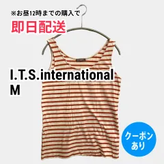 I.T.S.international アイティーエスインターナショナル タンクトップ M レッド ボーダー柄 カップなし レディースのサムネイル