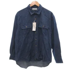 ベルメゾン BELLE MAISON タグ付き ヴィンテージ デニムシャツ 長袖 M-L レギュラーカラー インディゴブルー /KB ■ECF007のサムネイル