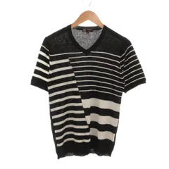 エムケーミッシェルクランオム MK MICHEL KLEIN HOMME カットソー ニット 48 黒 ブラック 白 ホワイト Vネック 半袖 ボーダー柄 /NU ■ECF007のサムネイル