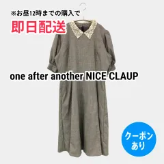 one after another NICE CLAUP ワンアフターアナザーナイスクラップ ワンピース グレー フレア 半袖 チェック柄 レース ナイロン ひざ丈 レディースのサムネイル