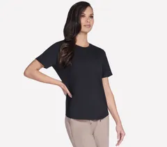 スケッチャーズ レディース トップス Tシャツ Womenskechers GO WALK Luxe Rib TShirt Bold Black ブラックのサムネイル