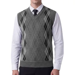 インスパイア シック メンズ アウター ニット・セーター Vネック ベスト ノースリーブ INSPIRE CHIC Mens Classic Sleeveless Pullover VNeck Argのサムネイル