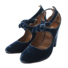 アクアズーラ AQUAZZURA サンダル チャンキーヒール ベロア ストラップ 36.5 青 ブルー /FF ■GY57のサムネイル