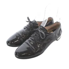 ミュウミュウ miumiu ビジュー エナメル ドレスシューズ シューズ 36.5 23.5cm 黒 ブラック レースアップ エナメル加工 /RI ■OS ■GY62 ■OHのサムネイル