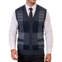 インスパイア シック メンズ アウター ニット・セーター Vネック ベスト ノースリーブ カーディガン INSPIRE CHIC Mens Classic Sleeveless VNeck Buttoのサムネイル