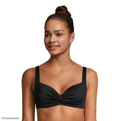 Lands End Women's TwistFront Underwire DDCup Bikini Top Black