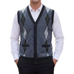 インスパイア シック メンズ アウター ニット・セーター Vネック ベスト ノースリーブ カーディガン INSPIRE CHIC Mens Casual Sleeveless VNeck Buttonのサムネイル