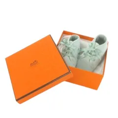 エルメス HERMES ファーストシューズ ベビーシューズ ルームシューズ アンゴラ 9.5cm～10cm ミントグリーン レースアップ /CK2 ■ECD006のサムネイル