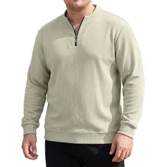 インスパイア シック メンズ アウター ニット・セーター ハーフジップ ヘンリーネック スウェットール シャツ INSPIRE CHIC Mens Big Tall Henley Neck Longのサムネイル