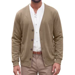 インスパイア シック メンズ アウター ニット・セーター Vネック ボタンダウン カーディガン ダウン INSPIRE CHIC Mens Cardigan Sweater Button Down Lのサムネイル