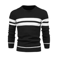 インスパイア シック メンズ アウター ニット・セーター クルーネック コントラスト INSPIRE CHIC Mens Knitted Sweater Crewneck Pullover Casuaのサムネイル