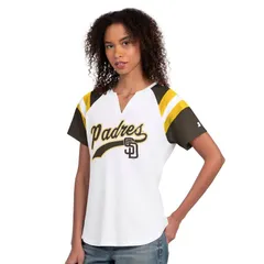 スターター レディース トップス Tシャツ Womenstarter White San Diego Padres Game Onotch Neck Raglan TShirt Pad White ホのサムネイル