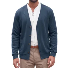 インスパイア シック メンズ アウター ニット・セーター Vネック ボタンダウン カーディガン ダウン INSPIRE CHIC Mens Cardigan Sweater Button Down Lのサムネイル