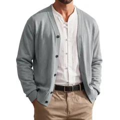 インスパイア シック メンズ アウター ニット・セーター Vネック ボタンダウン カーディガン ダウン INSPIRE CHIC Mens Cardigan Sweater Button Down Lのサムネイル