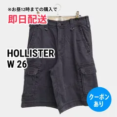 HOLLISTER ホリスター カーゴパンツ W 26 ブラック ハーフ・ひざ丈 コットン 無地 ワンポイント スタンダード レギュラー メンズのサムネイル