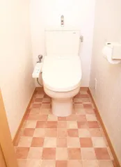 トイレ床シート90x170cm防水防汚再剥離タイルブラウンDIYリフォーム模様替え貼ってはがせる便器周り曲面対応のサムネイル