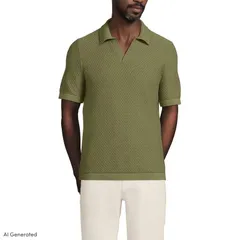 ランズエンド メンズ アウター ジャケット・ブルゾン ポロシャツ Mens Lands End Short Sleeve Johnny Collar Polo Artichoke Heather ヘザのサムネイル