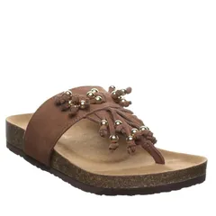 ベアパウ レディース シューズ サンダル Bearpaw Cosima Womens Thong Sandals With Beaded Accent Cocoa ココアのサムネイル