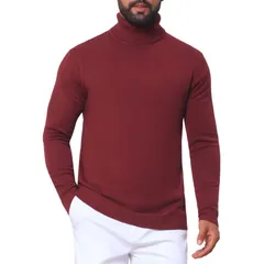 インスパイア シック メンズ アウター ニット・セータートルネック リブ INSPIRE CHIC Mens Ribbed Turtleneck Sweater Long Sleeve Pulloveのサムネイル