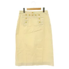 セリーヌ CELINE タイトスカート ロング ロゴボタン コットン 38 アイボリー /CX ■GY53のサムネイル