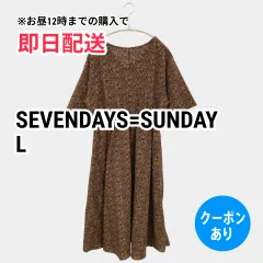 SEVENDAYS=SUNDAY セブンデイズサンデイ ワンピース L ブラウン 花柄・ボタニカル柄 半袖 ミモレ・半端丈 フレア レディースのサムネイル