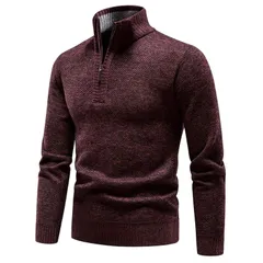 インスパイア シック メンズ アウター ニット・セーター ハーフジップ モックネック INSPIRE CHIC Mens Quarter Zip Sweater Long Sleeve Mock Neのサムネイル