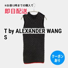 T by ALEXANDER WANG ティーバイアレキサンダーワン ワンピース S ブラック コットン ナイロン 無地 袖なし ひざ丈 ミモレ・半端丈 タイト レディース